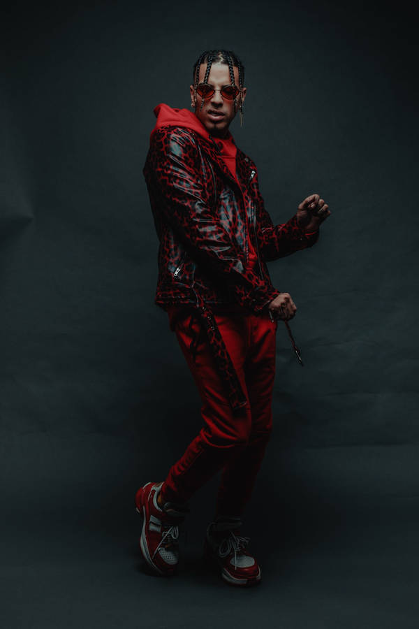 Rauw Alejandro Red Leopard Print Jacket Wallpaper