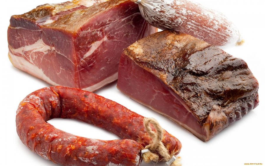 Raw Beef Meat And Chorizo Wallpaper