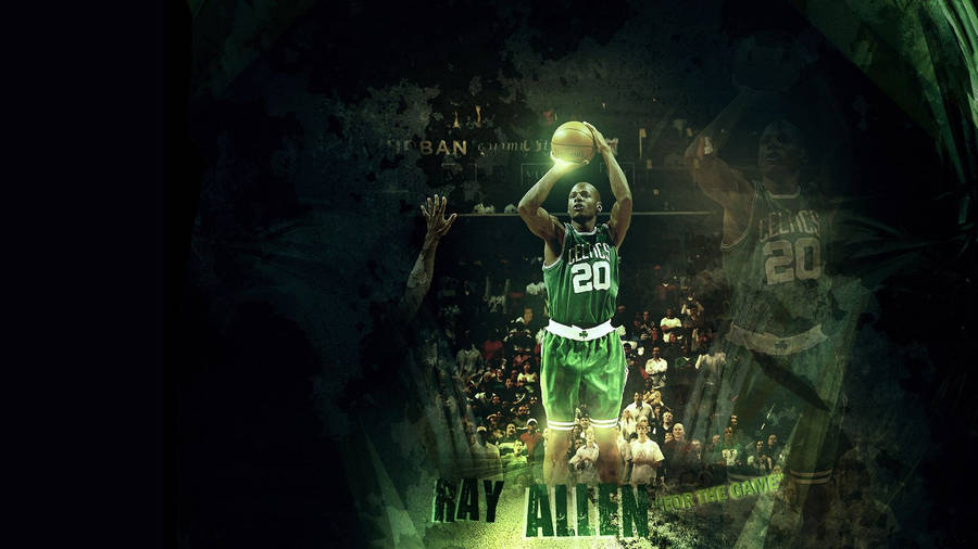 Ray Allen Shooting On The Ring Wallpaper