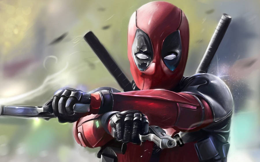 Realistic Deadpool Digital Illustration Wallpaper