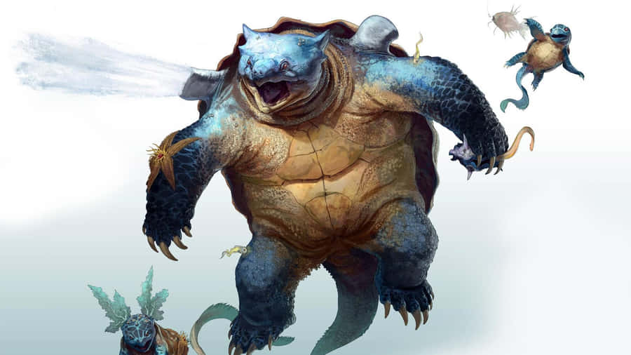 Realistic Squirtle, Wartortle, And Blastoise Wallpaper