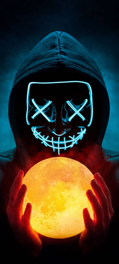 Realme 7 Man In Led Mask Wallpaper