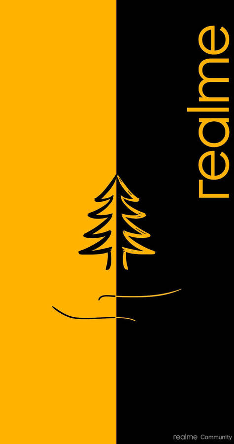 Realme 7 Pro Black Yellow Tree Wallpaper