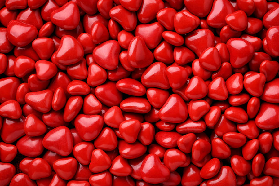 Red 4k Uhd Candy Hearts Wallpaper