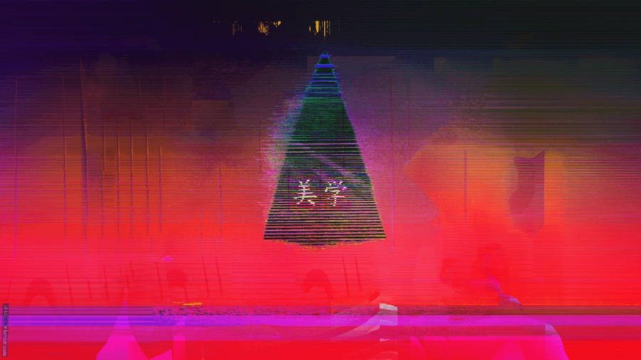 Red Aesthetic Glitch Neon Abstract Wallpaper