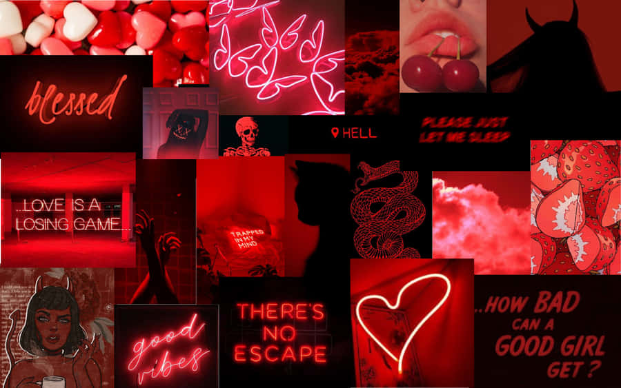 Red Aesthetic Laptop Skull Cherries Wallpaper