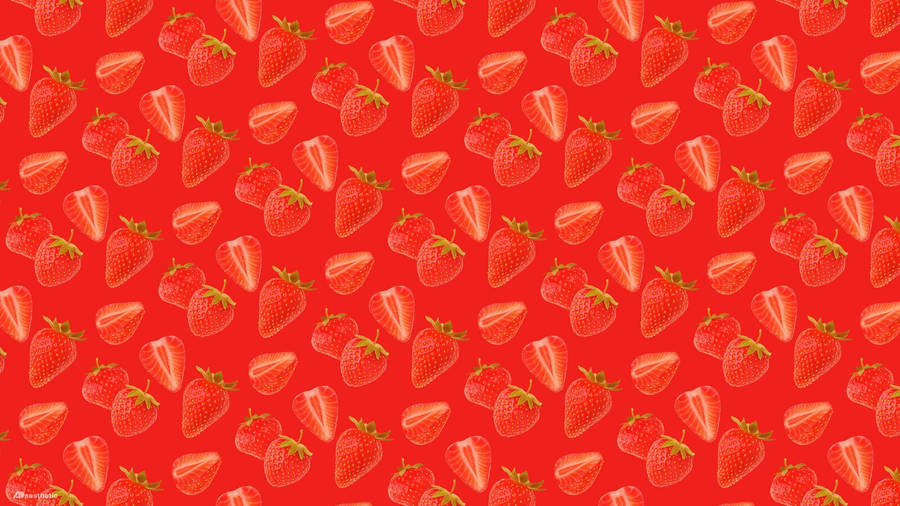 Red Aesthetic Strawberry Desktop Wallpaper