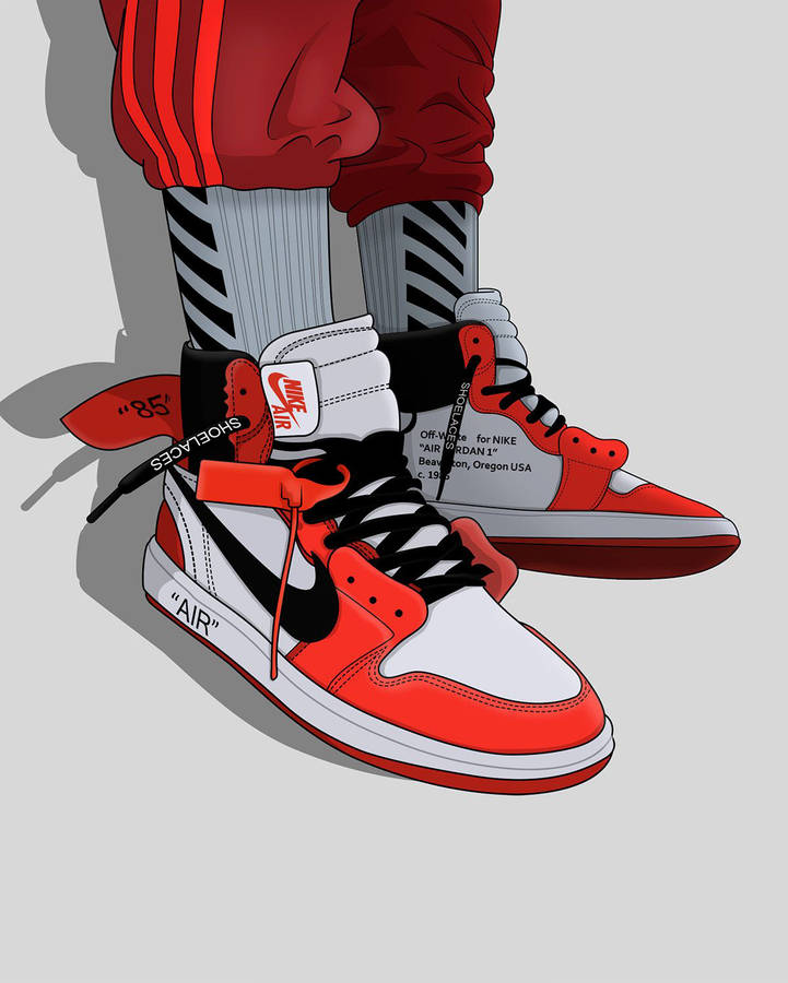 Red Air Jordan Cartoon Shoe Wallpaper