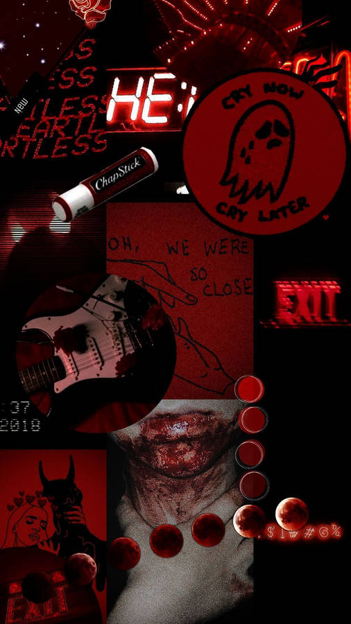 Red And Black Aesthetic Montage Wallpaper
