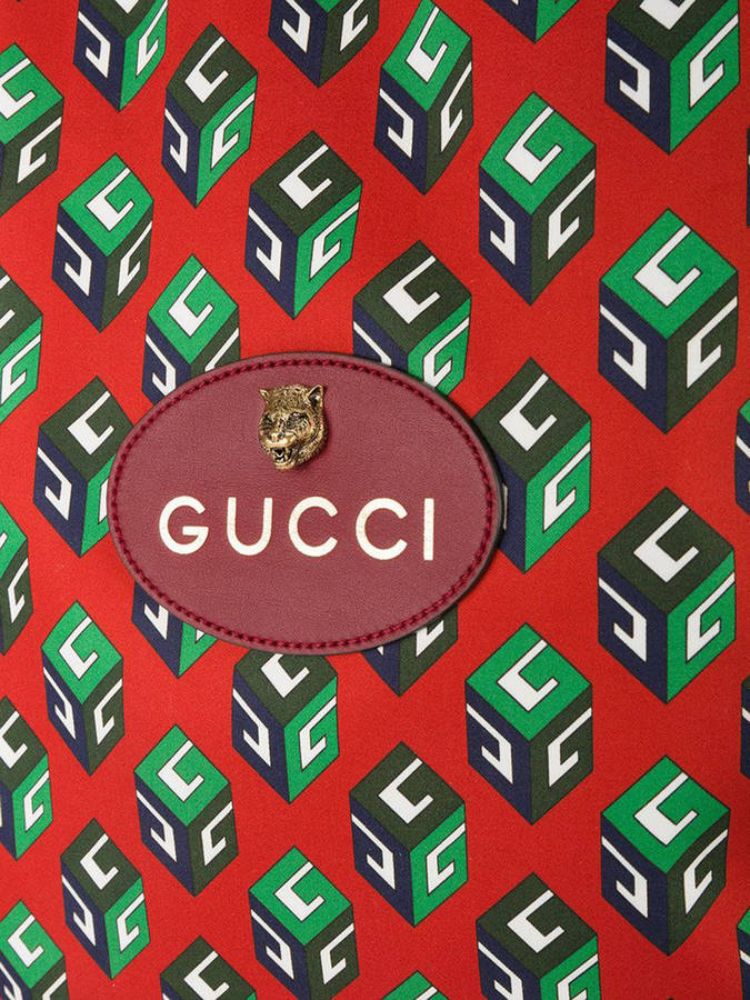 Red And Green Gucci Cube Pattern Wallpaper