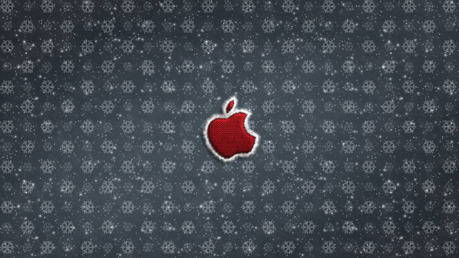 Red Apple Logo With Snowflakes Wallpaper