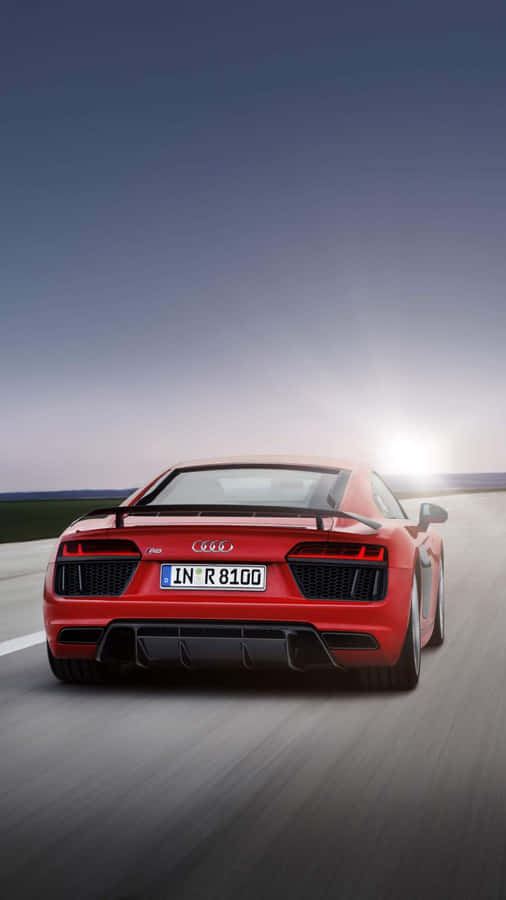 Red Audi Car By Road Iphone Wallpaper