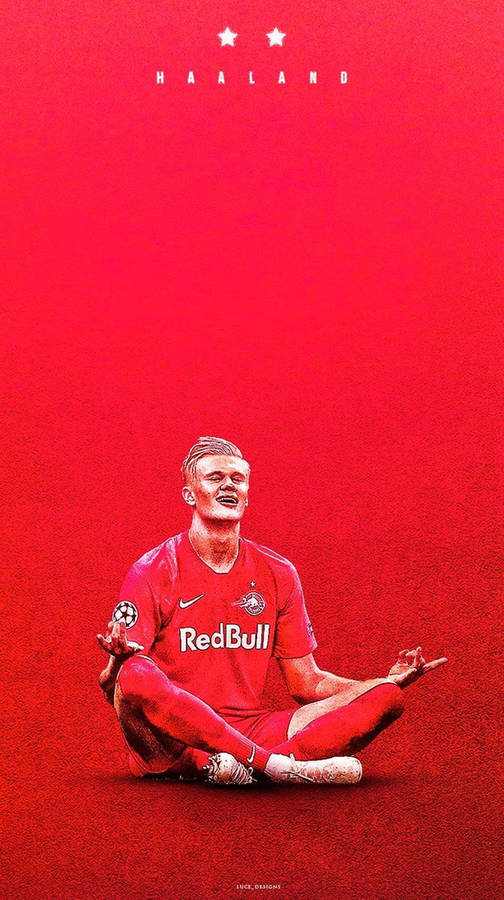 Red Bull Striker Haaland Meditating Wallpaper