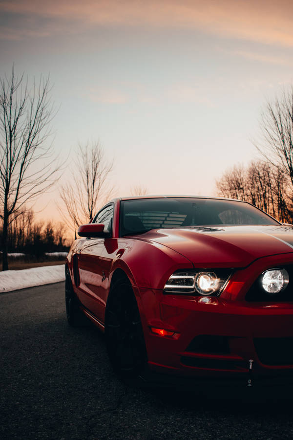 Red Car Headlights Wallpaper