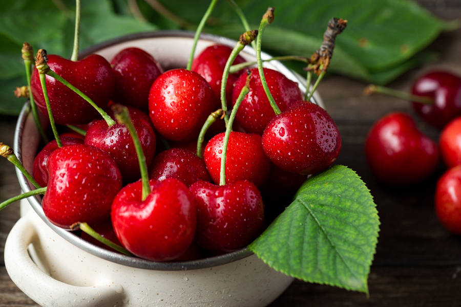 Red Cherries In A Ramekin Wallpaper