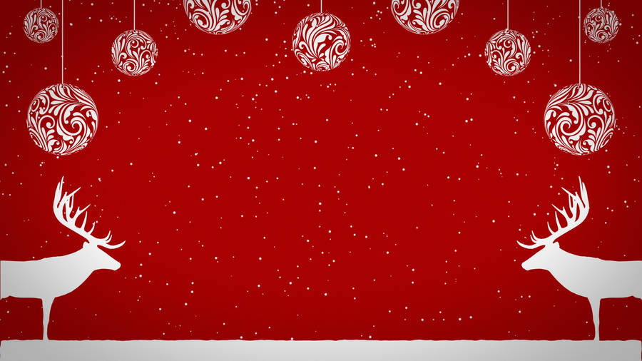 Red Christmas Background Reindeers Wallpaper