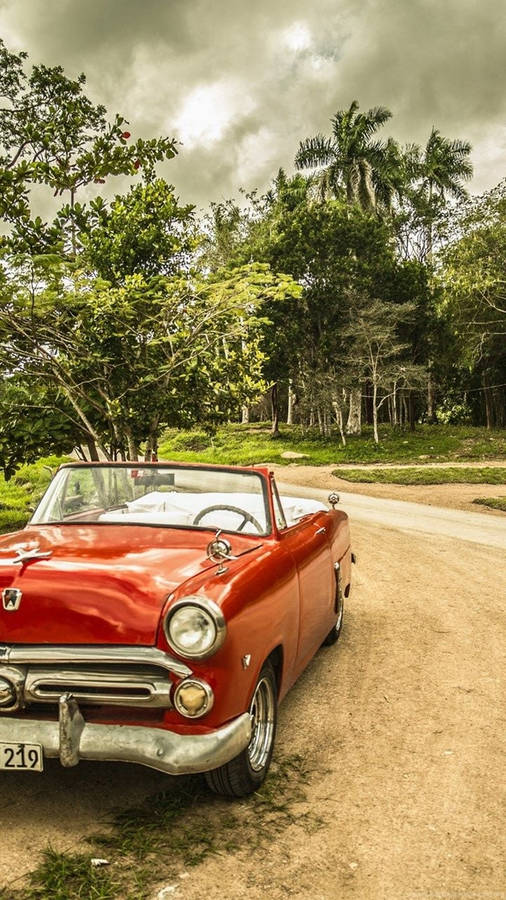 Red Classic Convertible Car Phone Wallpaper