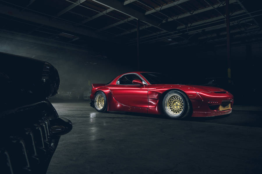 Red Custom Mazda Rx7 Wallpaper