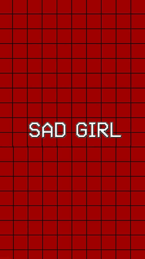 Red Cute Aesthetic Sad Girl Grid Wallpaper