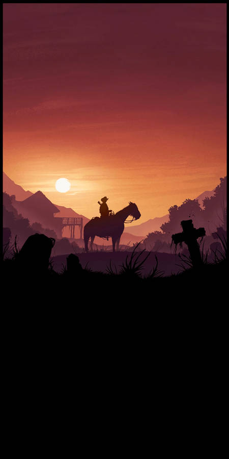 Red Dead Iphone Horse At Sunset Wallpaper