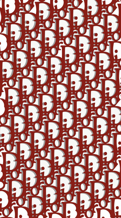 Red Dior Designer Logo Pattern Wallpaper