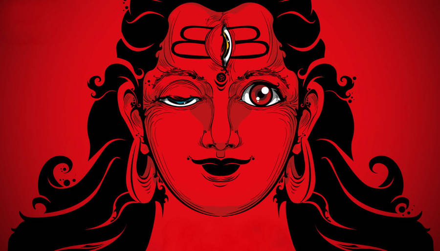 Red Drawing Of Lord Shiva 8k Wallpaper