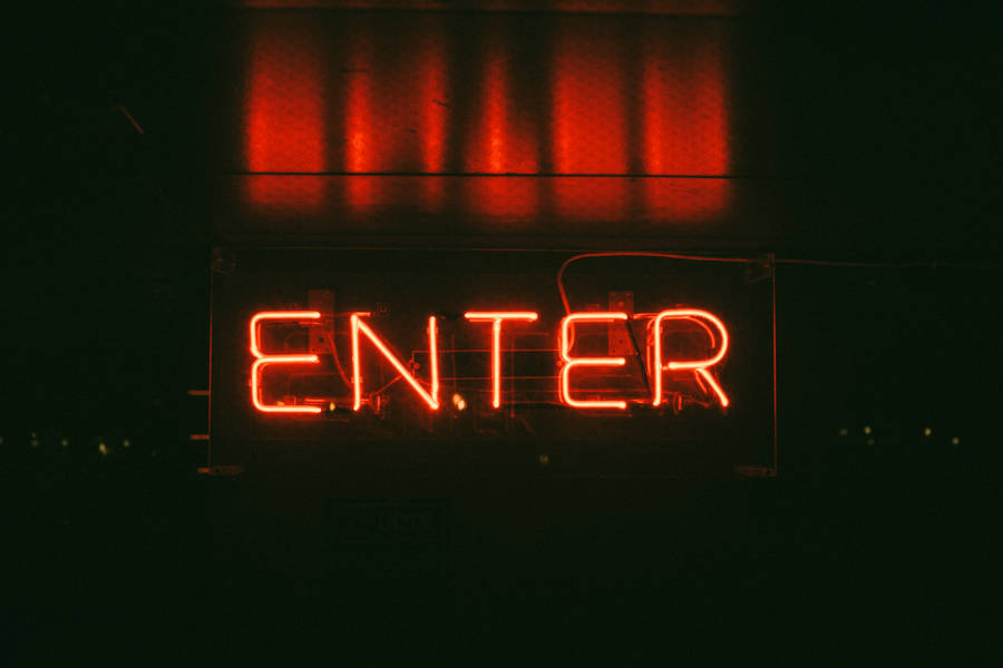 Red Enter Neon Signage Wallpaper