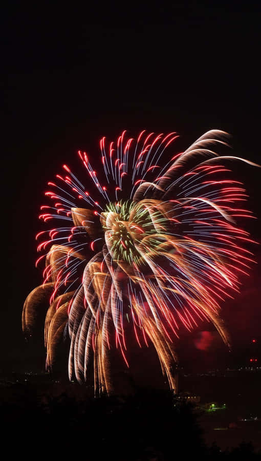 Red Fireworks Display In Sky Wallpaper