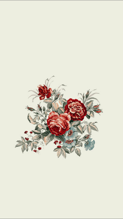 Red Flowers Aesthetic Artwork Wallpaper