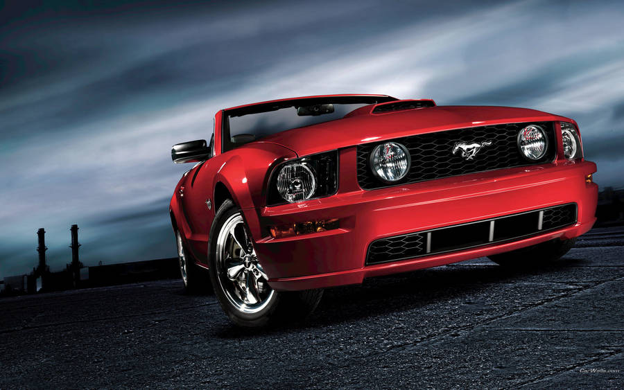 Red Ford Mustang Hd Dark Sky Wallpaper