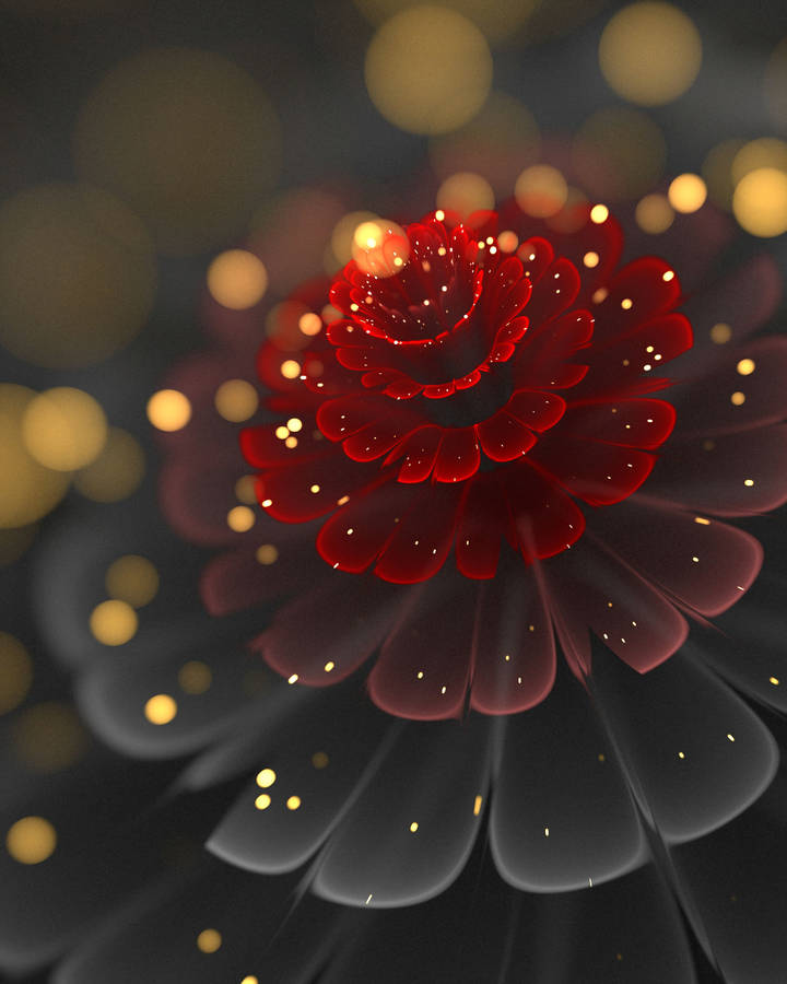 Red Fractal Flower 4k Hd Mobile Wallpaper