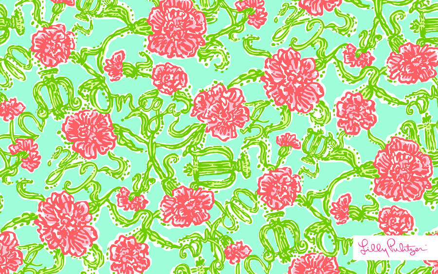 Red Green Floral Lilly Pulitzer Desktop Wallpaper