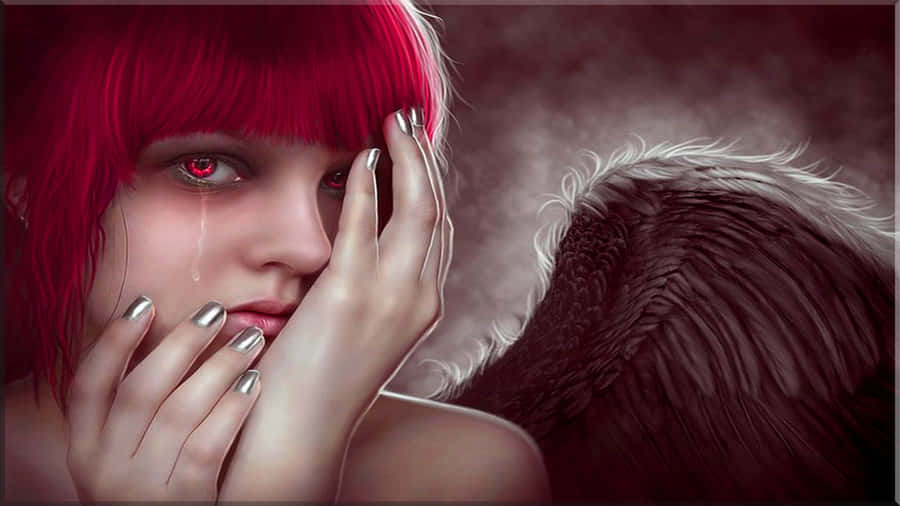 Red Hair Angel Girl Crying Wallpaper