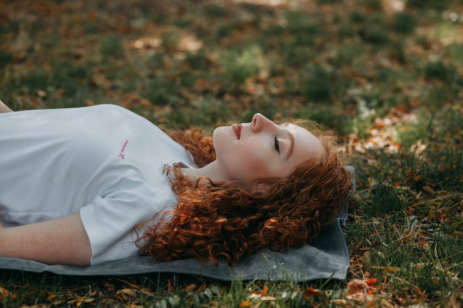 Red Head Woman Relaxing Wallpaper