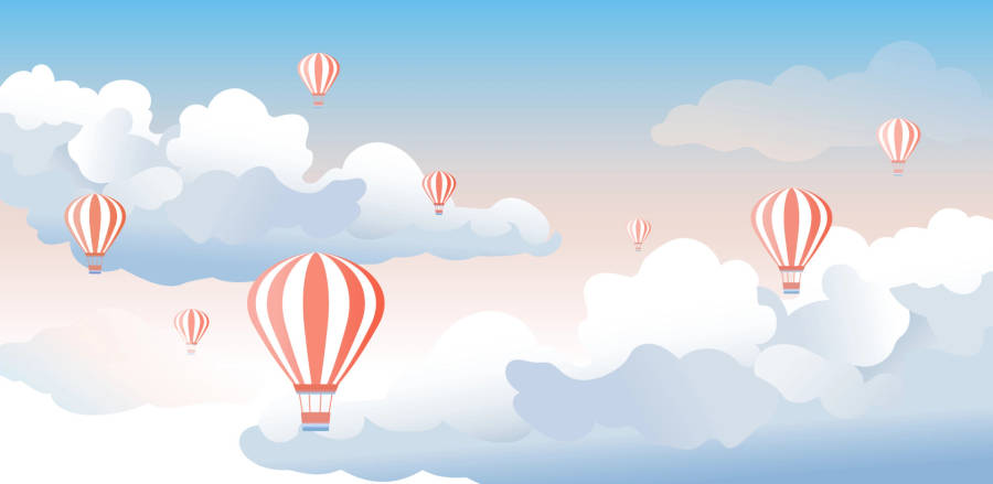 Red Hot Air Balloon Cute Illustrations Wallpaper