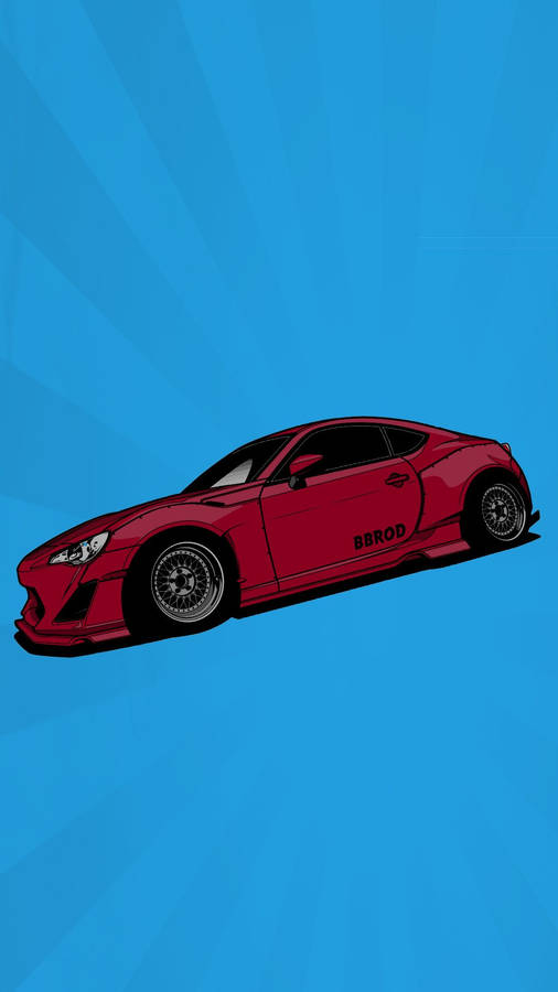 Red Jdm Car On Blue Background Wallpaper