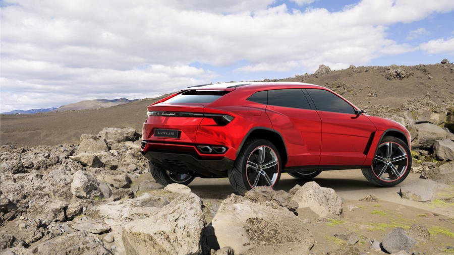 Red Lambo Truck Off Road Wallpaper