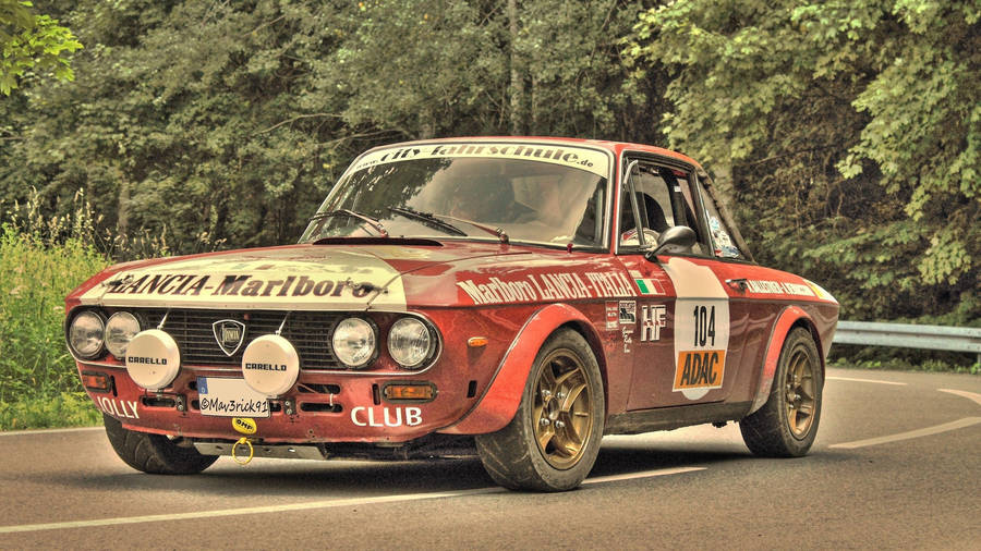 Red Lancia Fulvia Classic Car Wallpaper