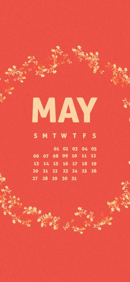 Red May Calendar With Flowers Wallpaper