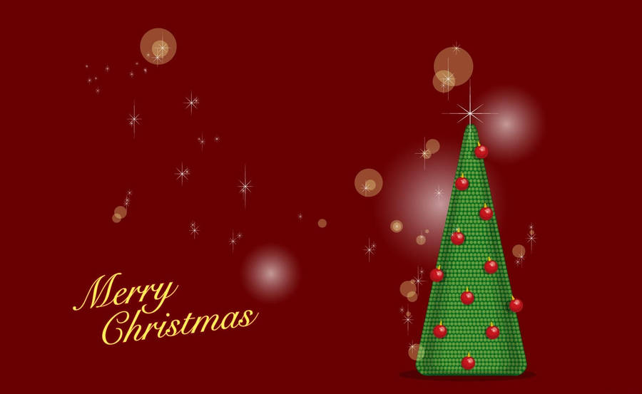 Red Merry Christmas Tree Digital Art Wallpaper
