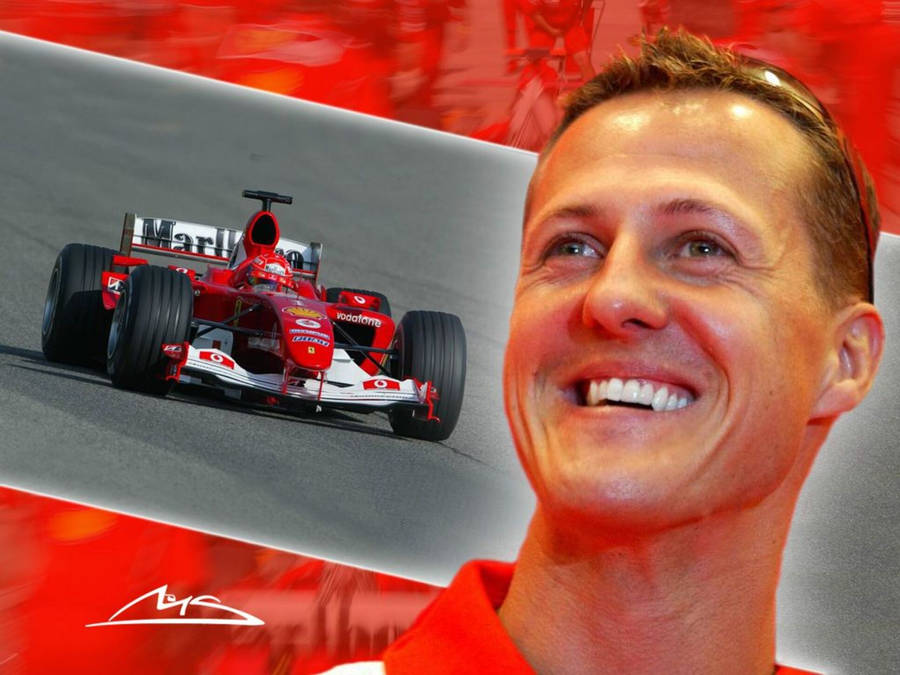 Red Michael Schumacher Fanart Wallpaper