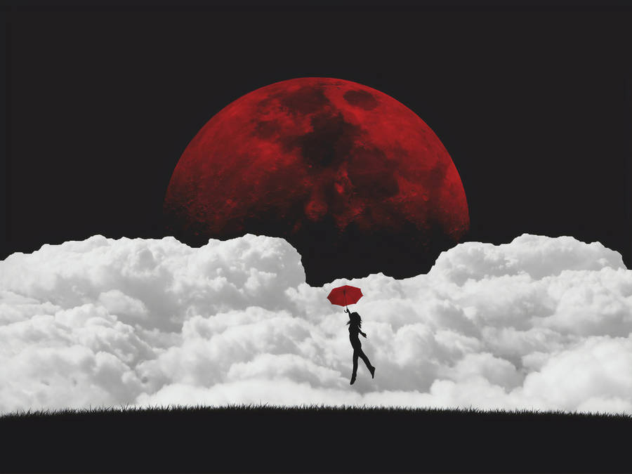Red Moon Girl Dream Wallpaper