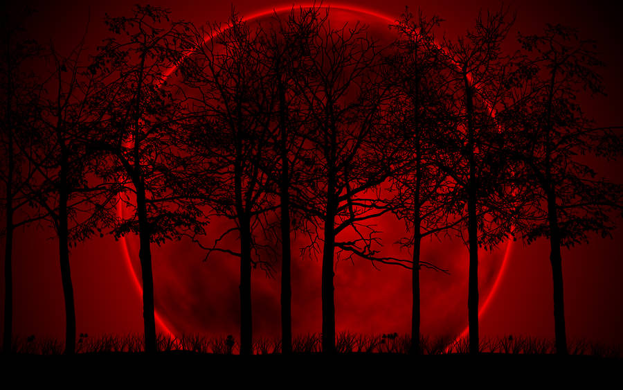 Red Moon Night Sky Wallpaper