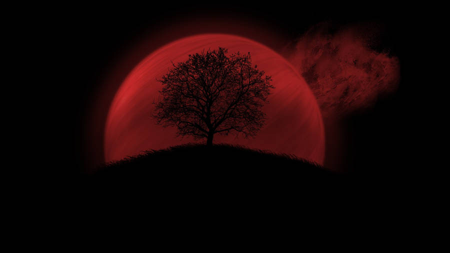 Red Moon Night Sky Wallpaper