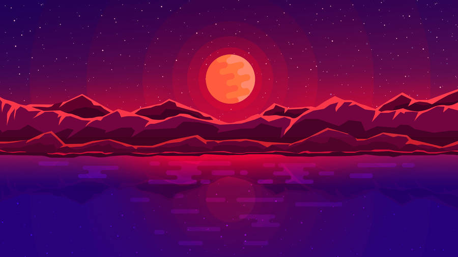 Red Moon Vector Art Wallpaper