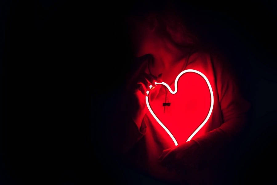 Red Neon Heart Aesthetic Wallpaper