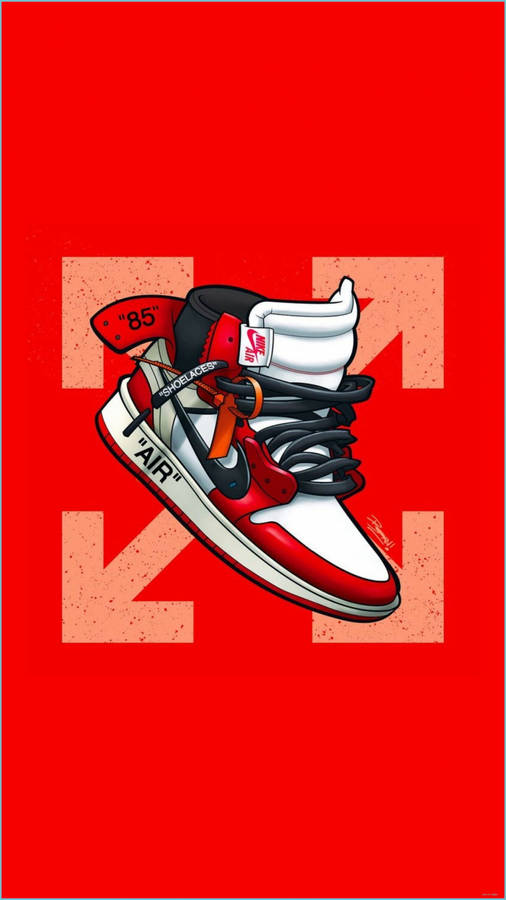 Red Nike Cartoon Shoe Art Wallpaper