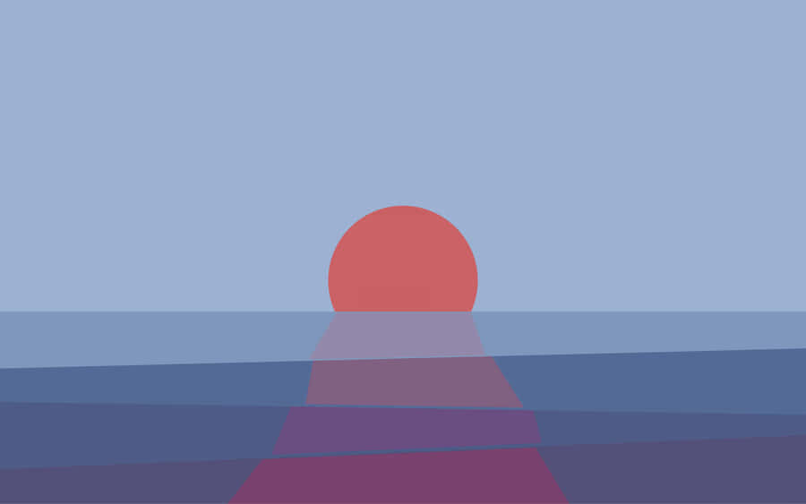 Red Orange Sunset Beyond Horizon Minimal Background Wallpaper