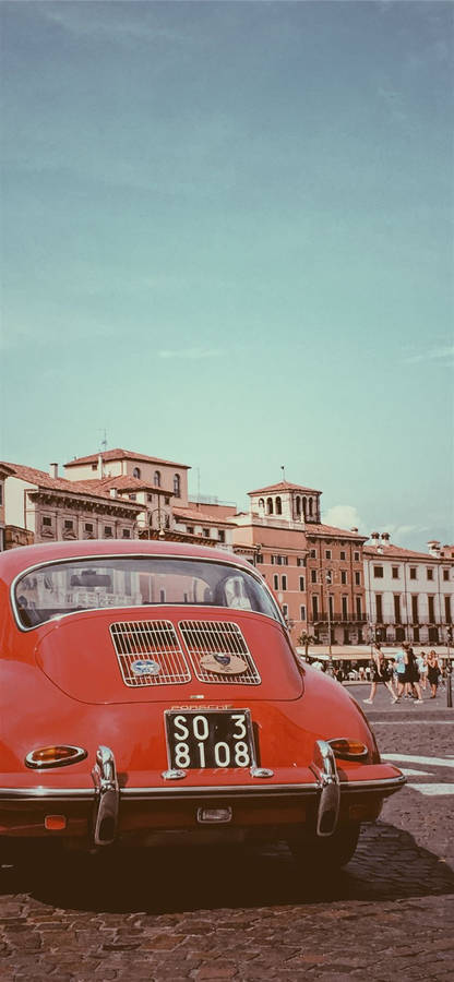 Red Porsche 356c Iphone Car Wallpaper