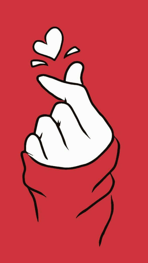 Red Saranghae Finger Heart Wallpaper